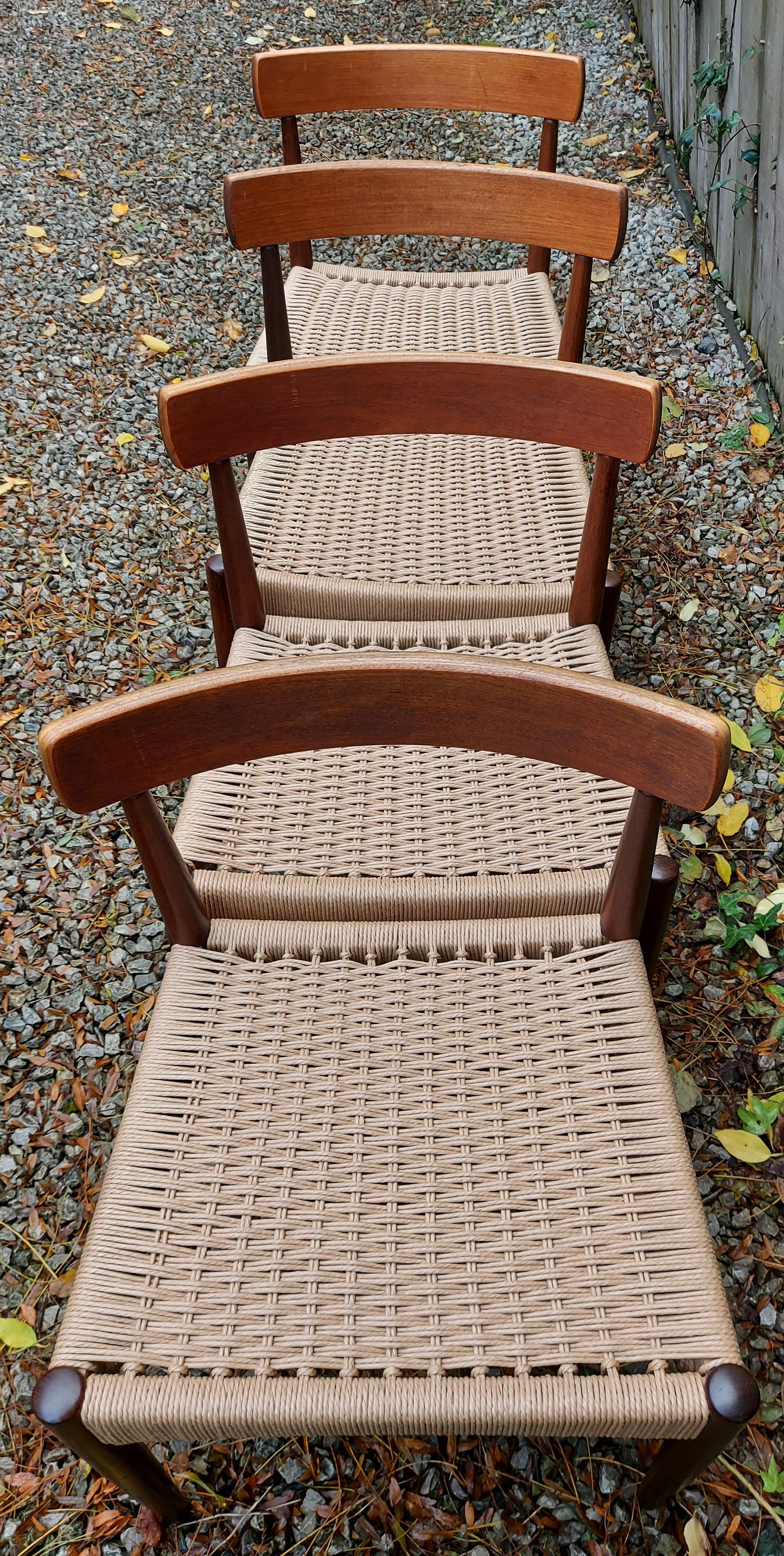 Mid Century Modern four MK200 Mogens Kold Corded chairs