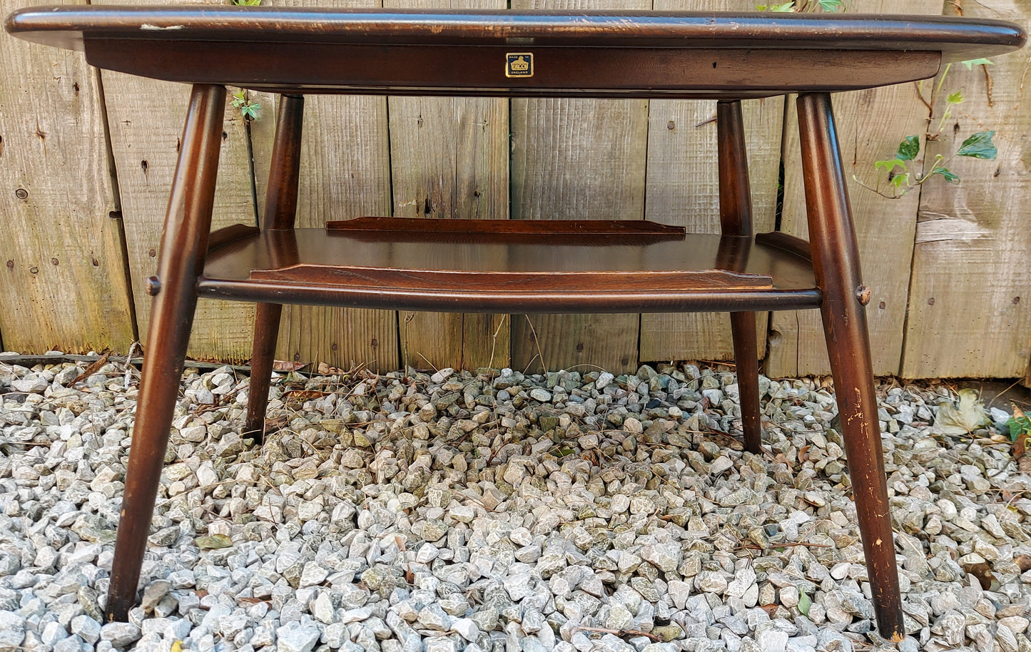 Mid century modern ercol butler tray traditional finish blue label