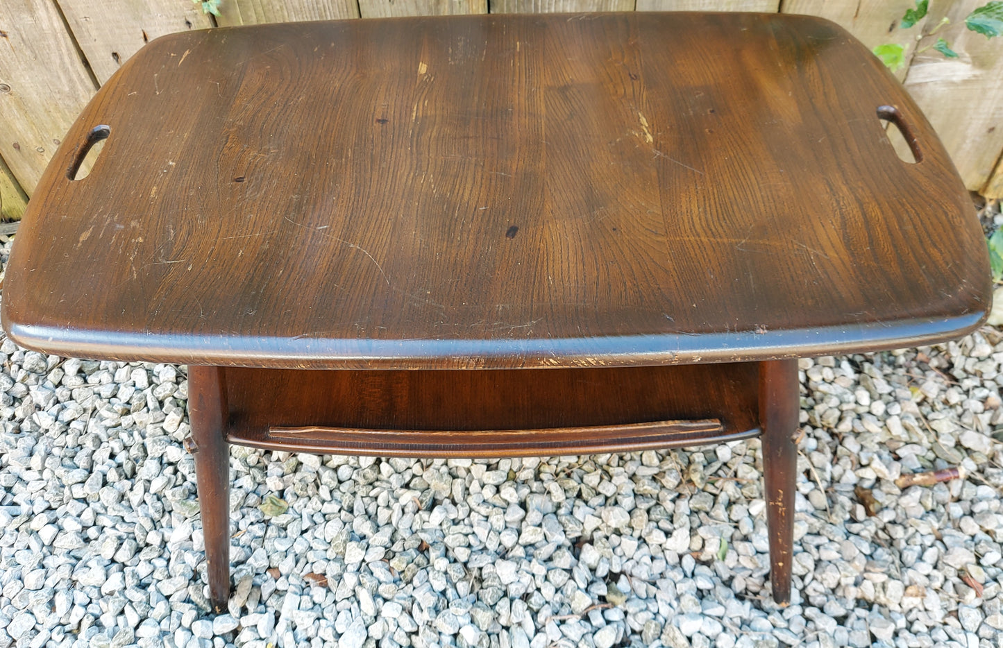 Mid century modern ercol butler tray traditional finish blue label