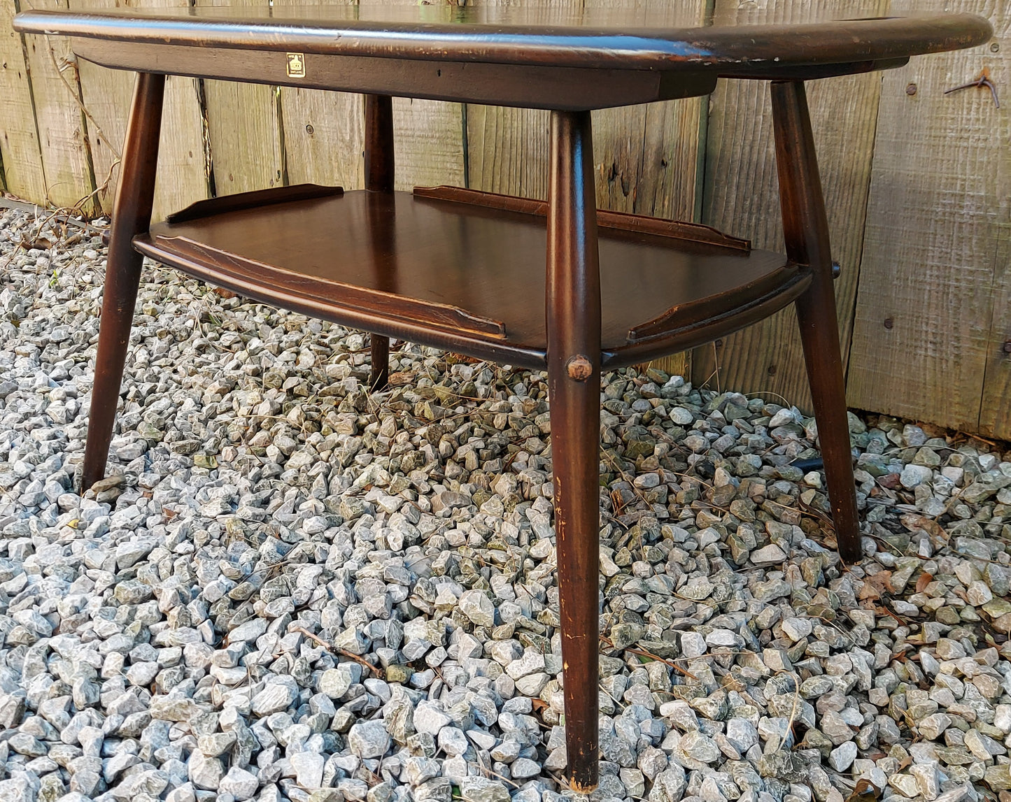 Mid century modern ercol butler tray traditional finish blue label