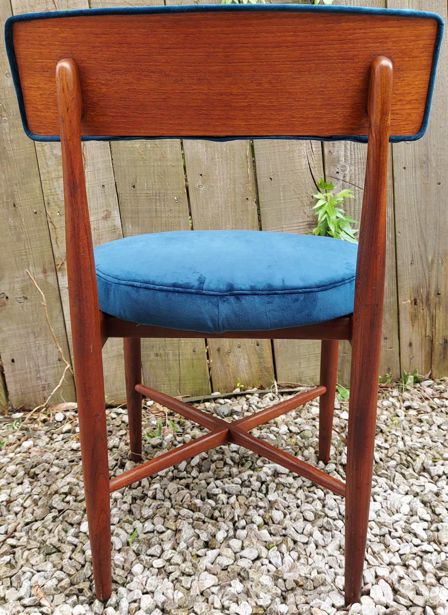 MCM 4 G Plan Fresco Dining Chairs dark blue velvet