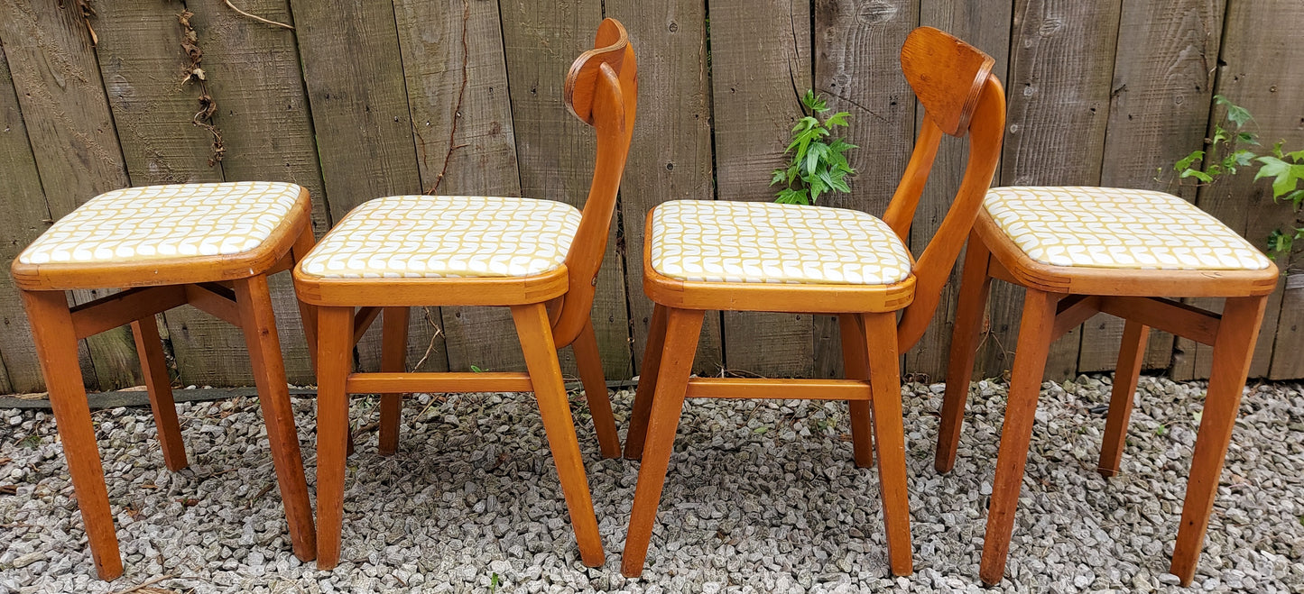 MCM retro 2 kitchen chairs and 2 stools reupholstered
