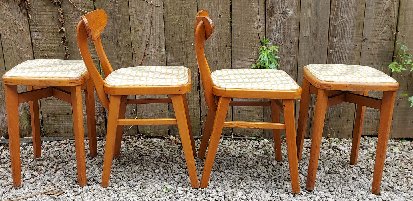 MCM retro 2 kitchen chairs and 2 stools reupholstered