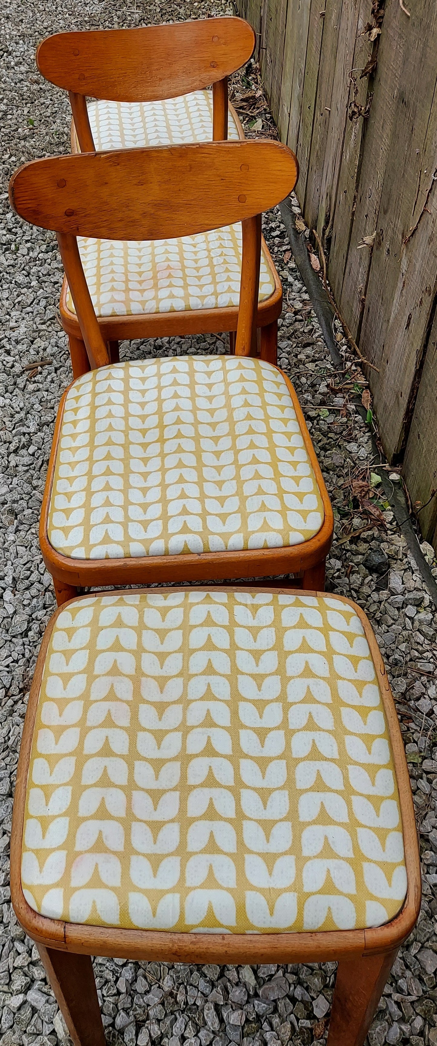 MCM retro 2 kitchen chairs and 2 stools reupholstered