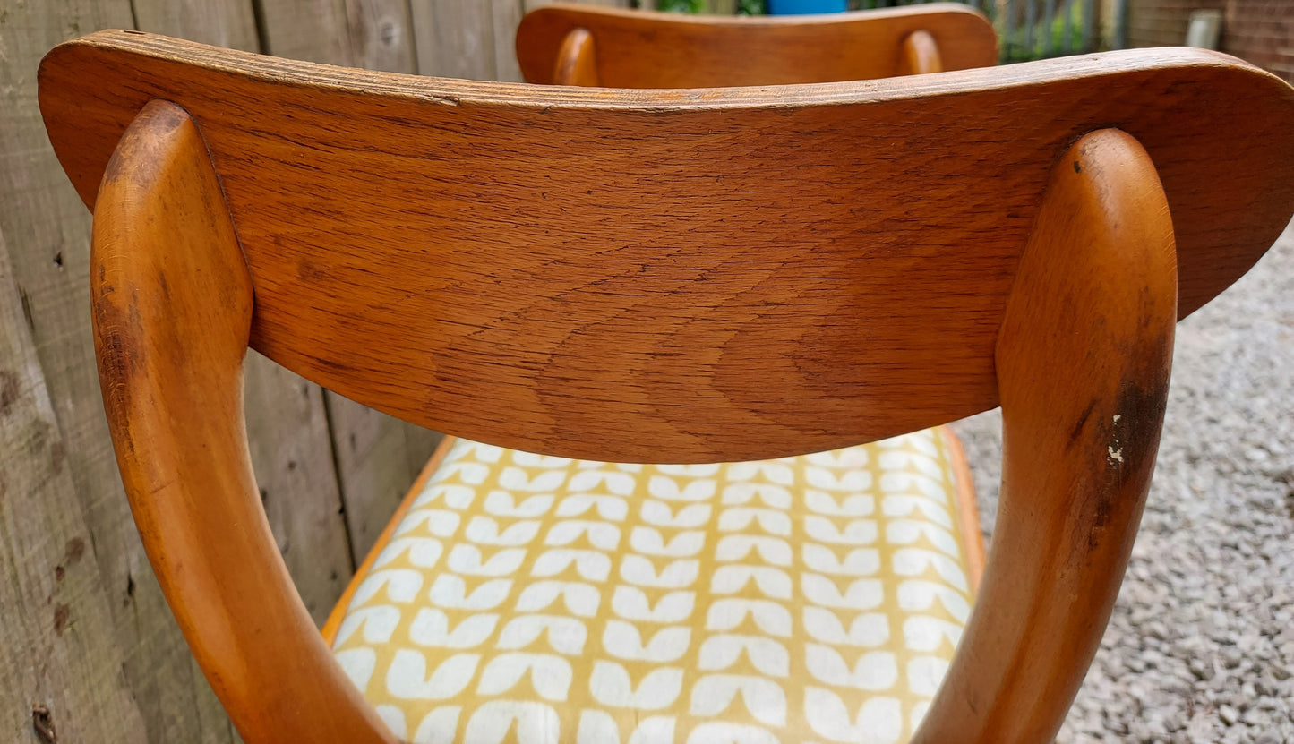 MCM retro 2 kitchen chairs and 2 stools reupholstered