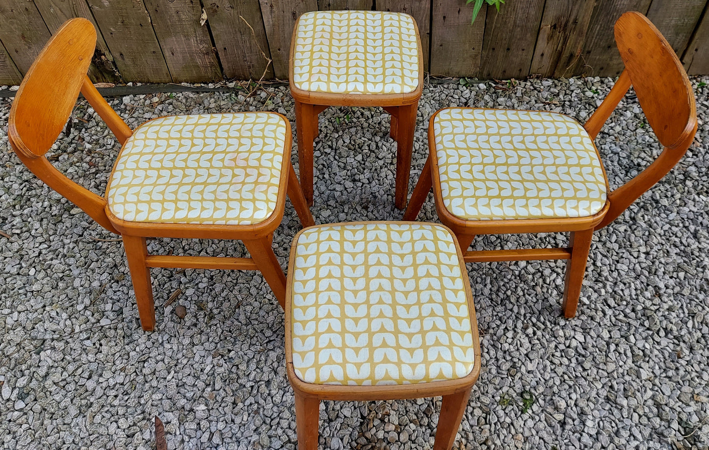 MCM retro 2 kitchen chairs and 2 stools reupholstered