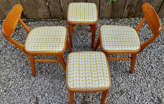 MCM retro 2 kitchen chairs and 2 stools reupholstered