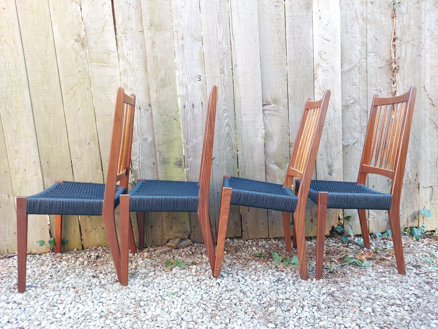Mid Century Modern 6 Mogens Kold High Back Danish Paper Cord Chairs black