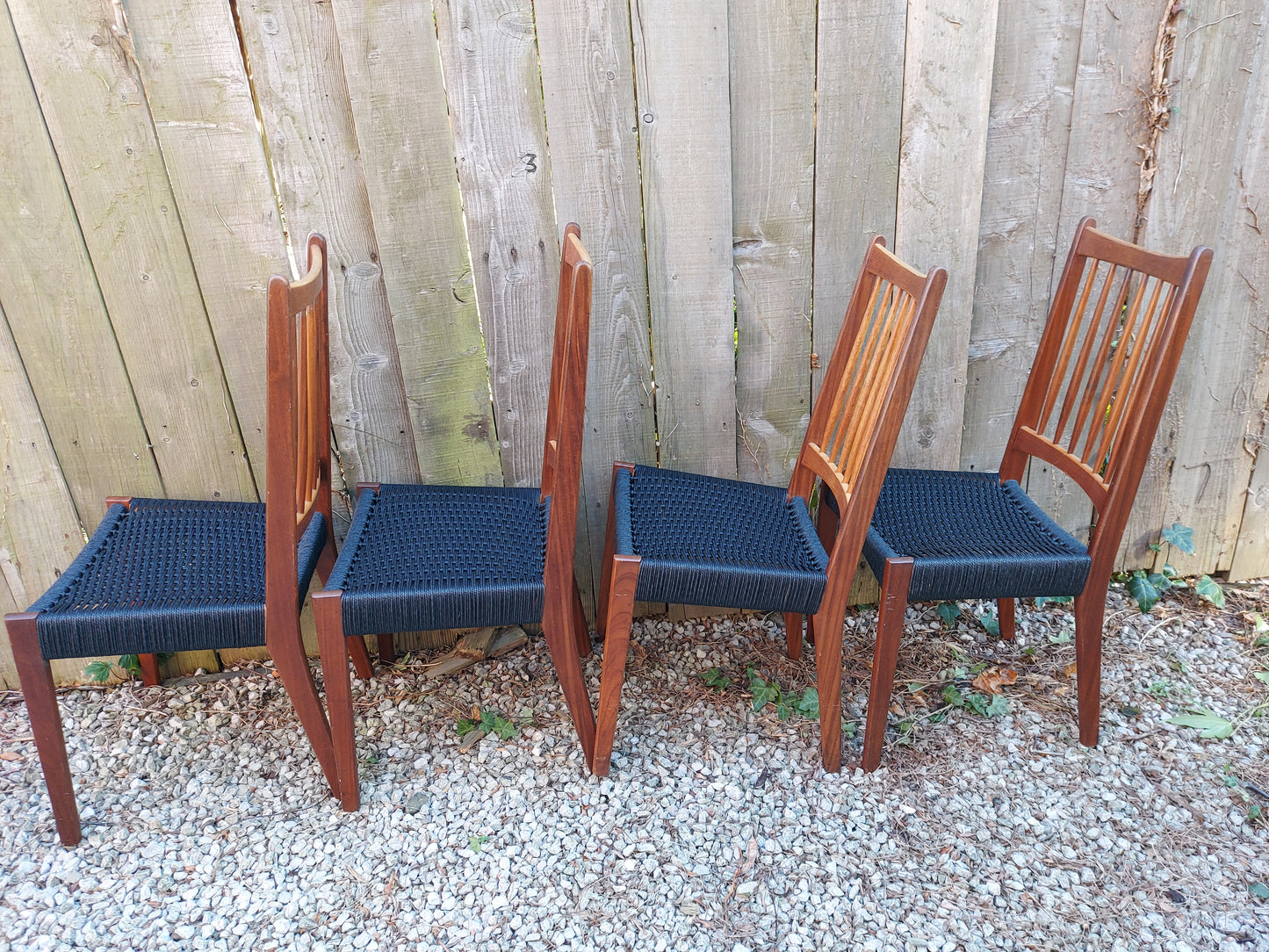 Mid Century Modern 6 Mogens Kold High Back Danish Paper Cord Chairs black