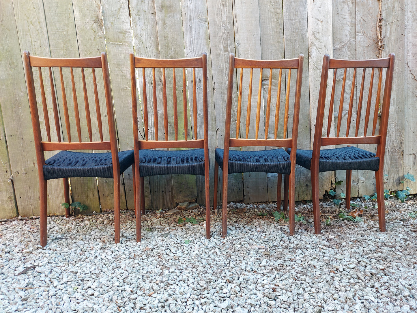 Mid Century Modern 6 Mogens Kold High Back Danish Paper Cord Chairs black