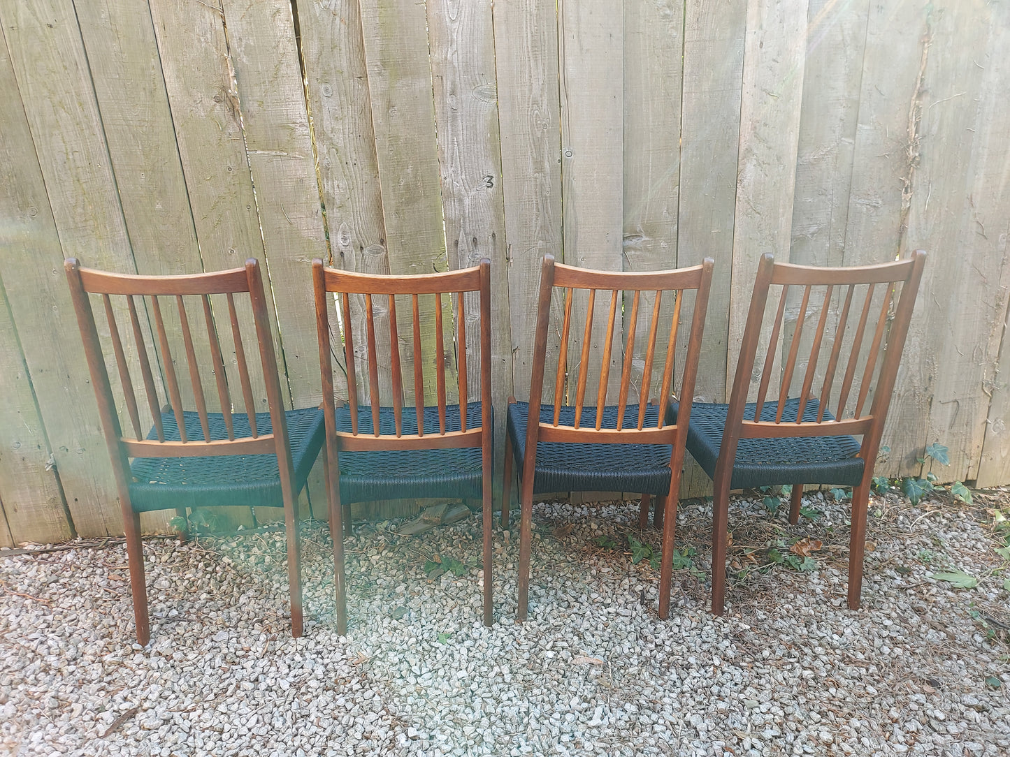 Mid Century Modern 6 Mogens Kold High Back Danish Paper Cord Chairs black