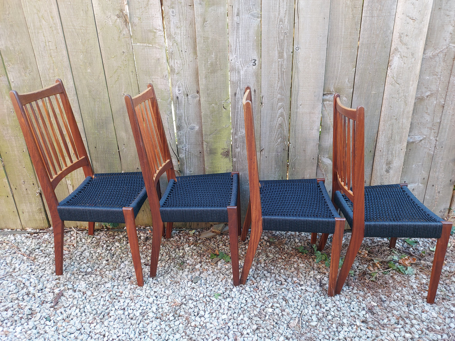 Mid Century Modern 6 Mogens Kold High Back Danish Paper Cord Chairs black