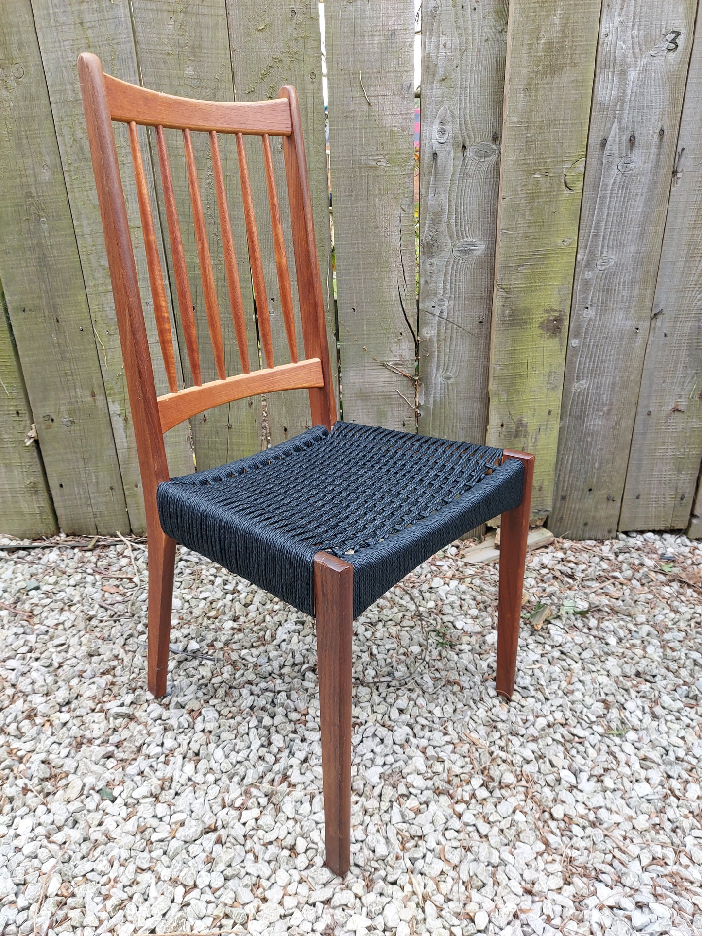 Mid Century Modern 6 Mogens Kold High Back Danish Paper Cord Chairs black