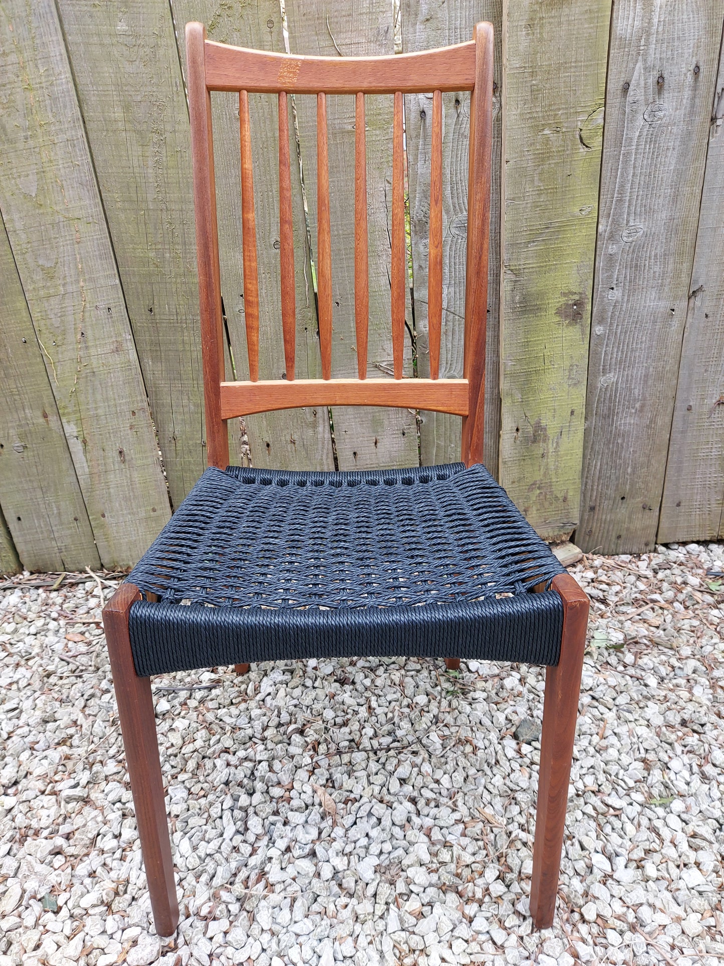 Mid Century Modern 6 Mogens Kold High Back Danish Paper Cord Chairs black