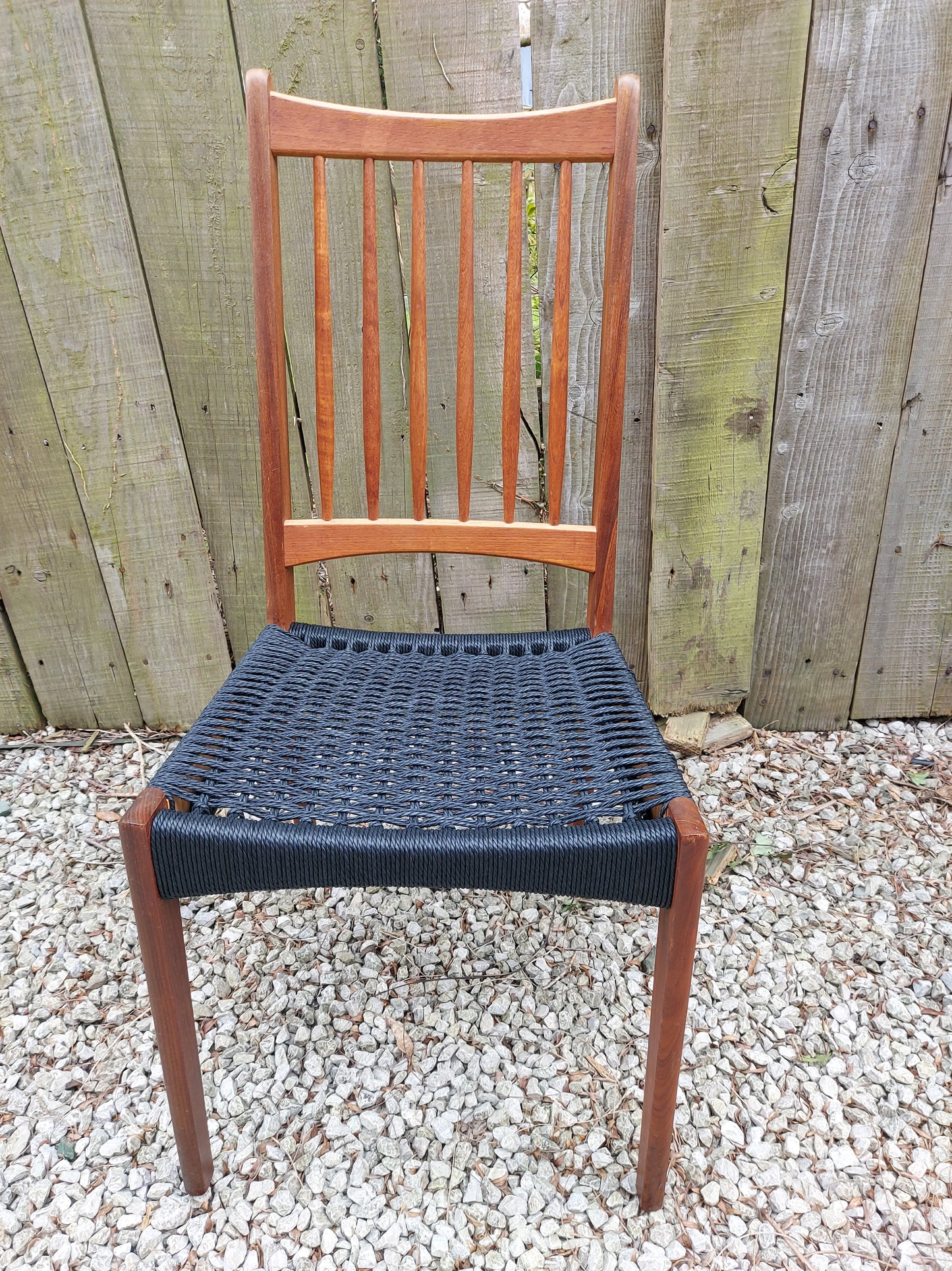 Mid Century Modern 6 Mogens Kold High Back Danish Paper Cord Chairs black