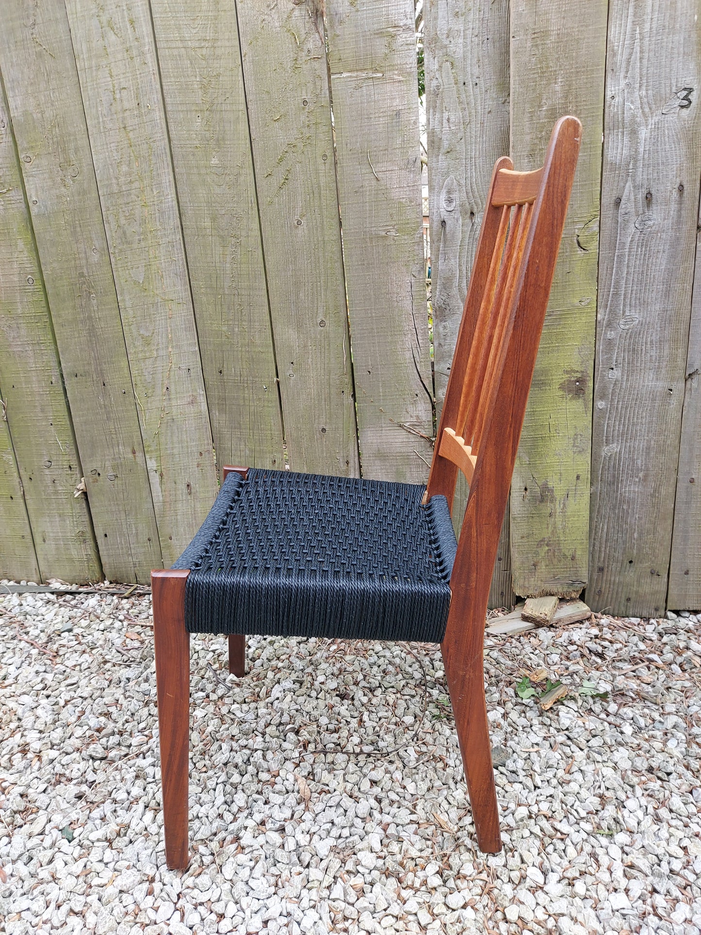 Mid Century Modern 6 Mogens Kold High Back Danish Paper Cord Chairs black