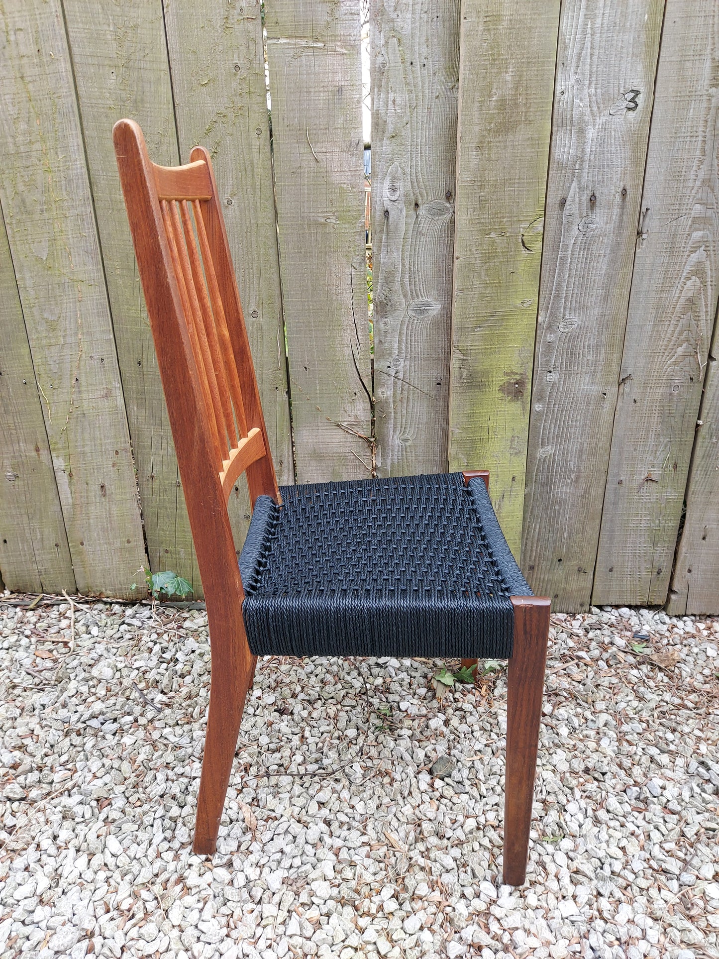 Mid Century Modern 6 Mogens Kold High Back Danish Paper Cord Chairs black