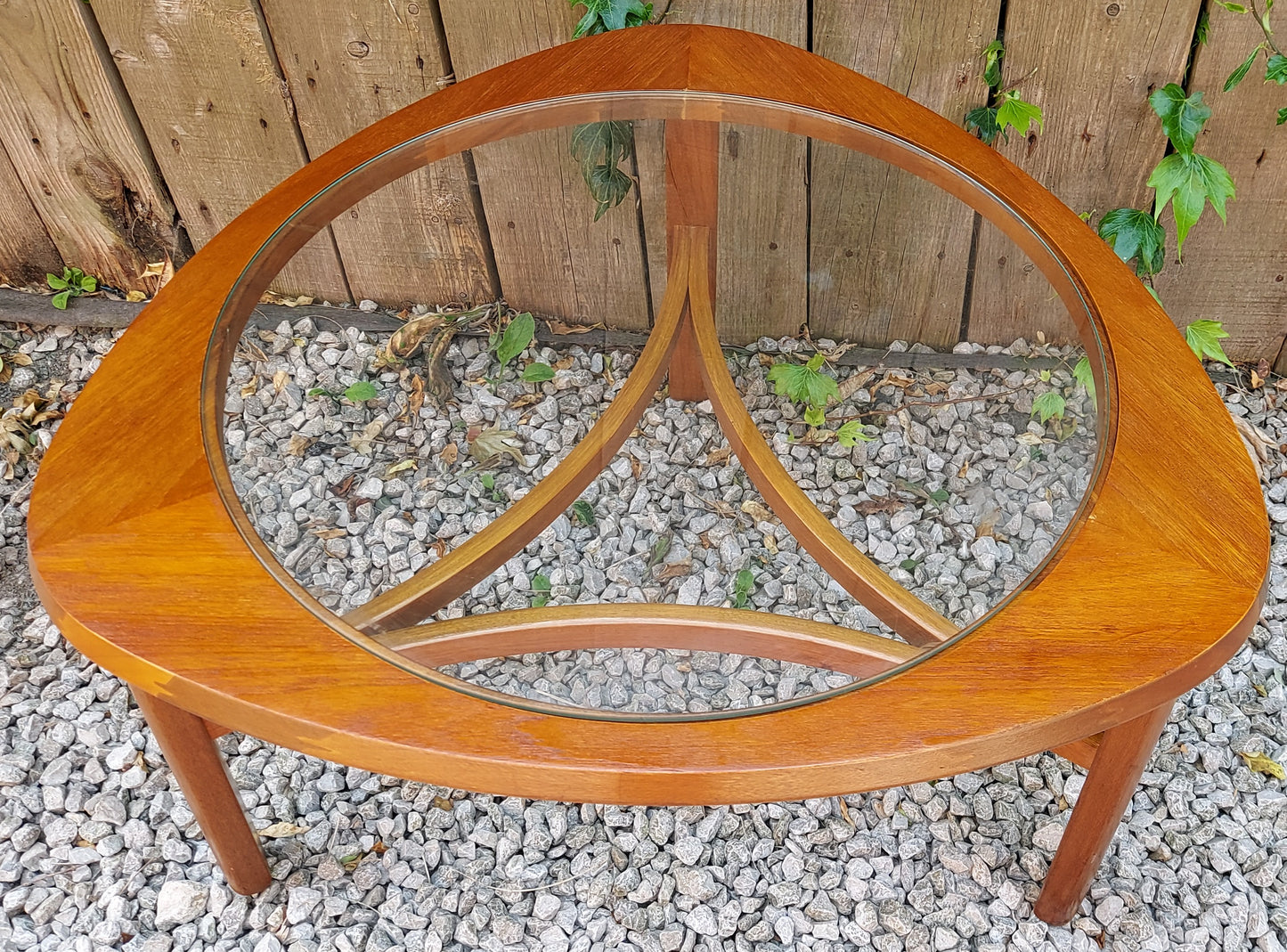 MCM Nathan Teak and Glass Triangular Coffee Table