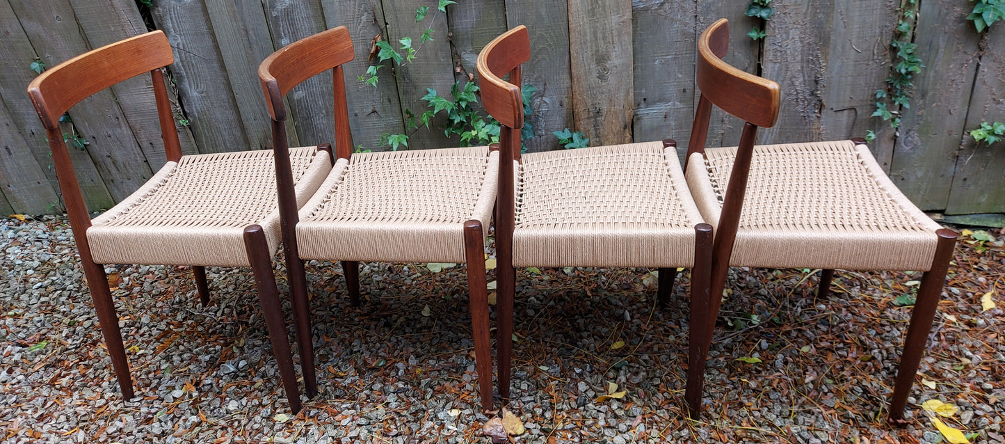 Mid Century Modern four MK200 Mogens Kold Corded chairs