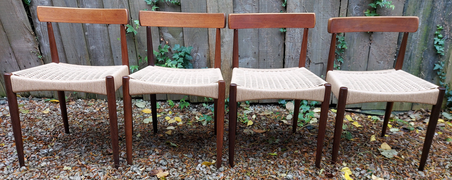 Mid Century Modern four MK200 Mogens Kold Corded chairs