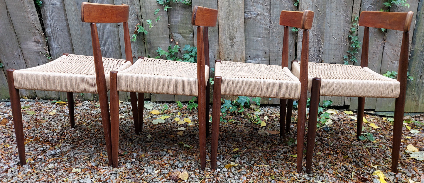 Mid Century Modern four MK200 Mogens Kold Corded chairs