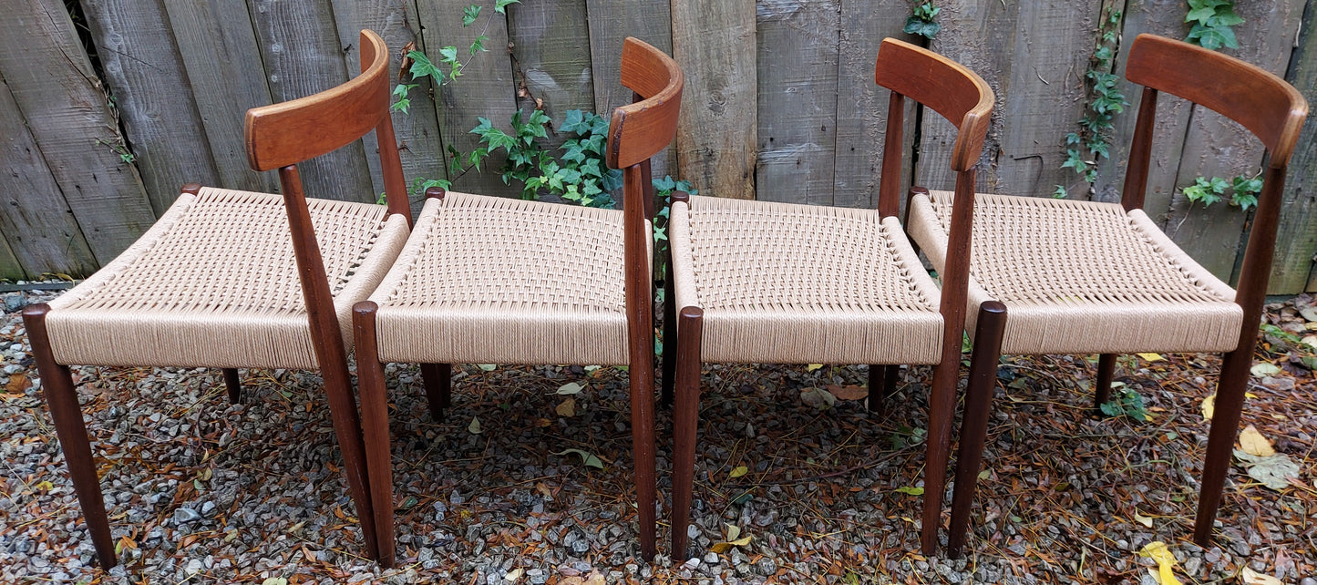 Mid Century Modern four MK200 Mogens Kold Corded chairs