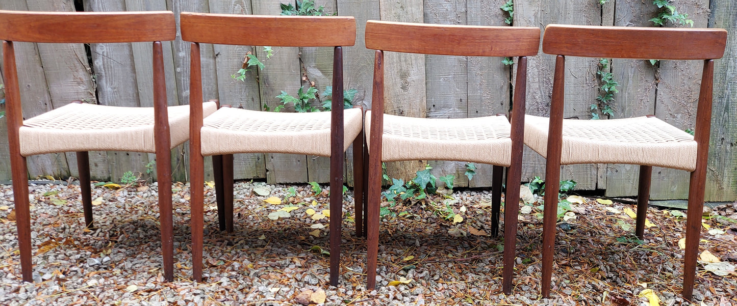 Mid Century Modern four MK200 Mogens Kold Corded chairs