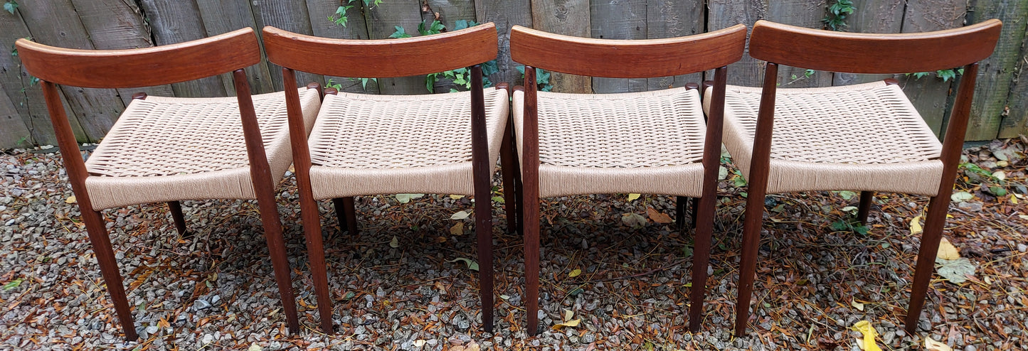 Mid Century Modern four MK200 Mogens Kold Corded chairs