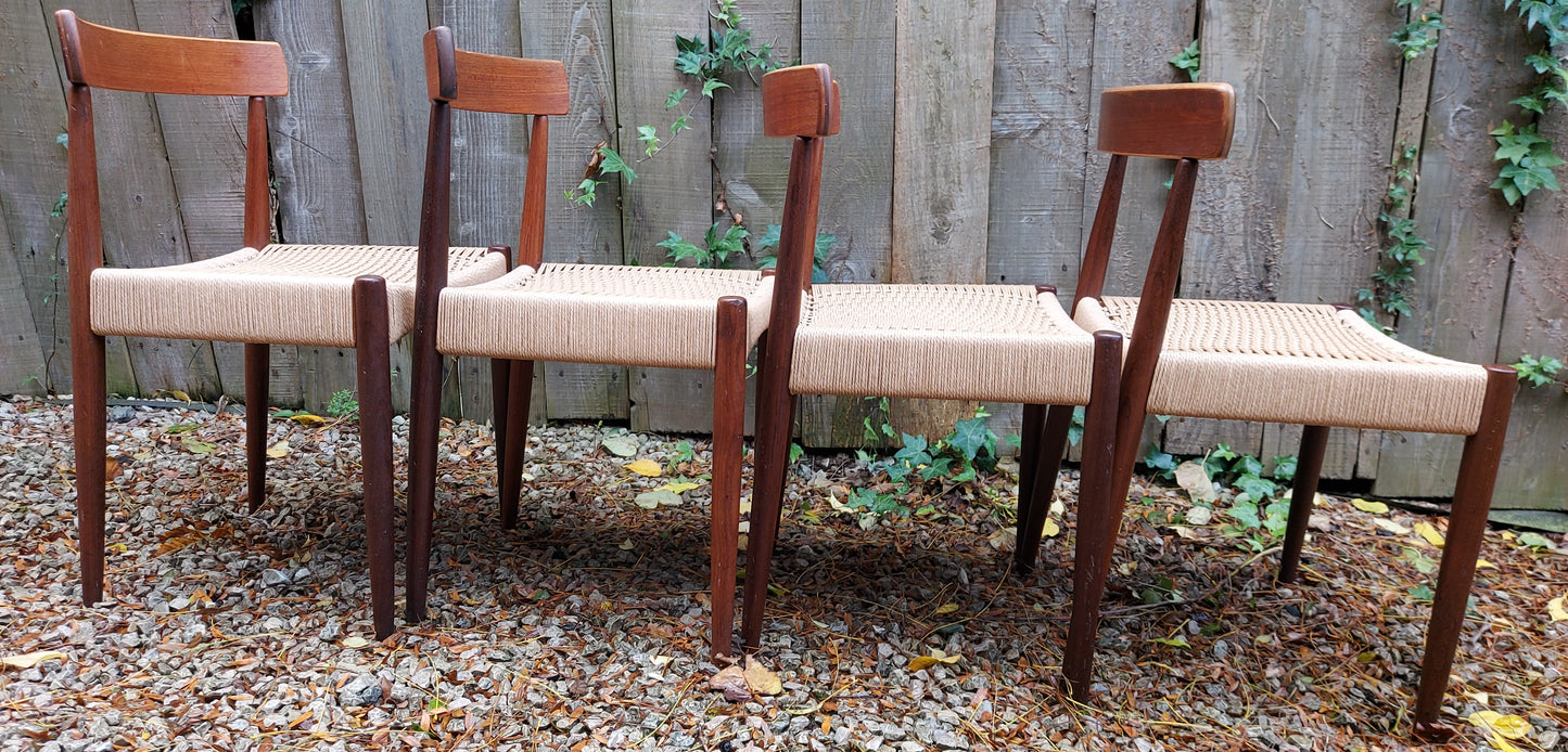 Mid Century Modern four MK200 Mogens Kold Corded chairs