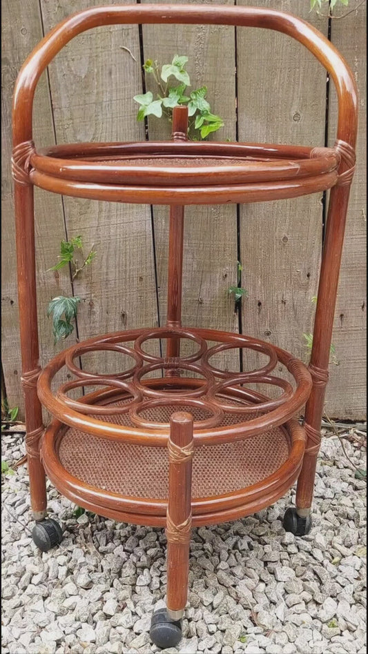 MCM Bamboo Rattan Boho Chic drinks trolley