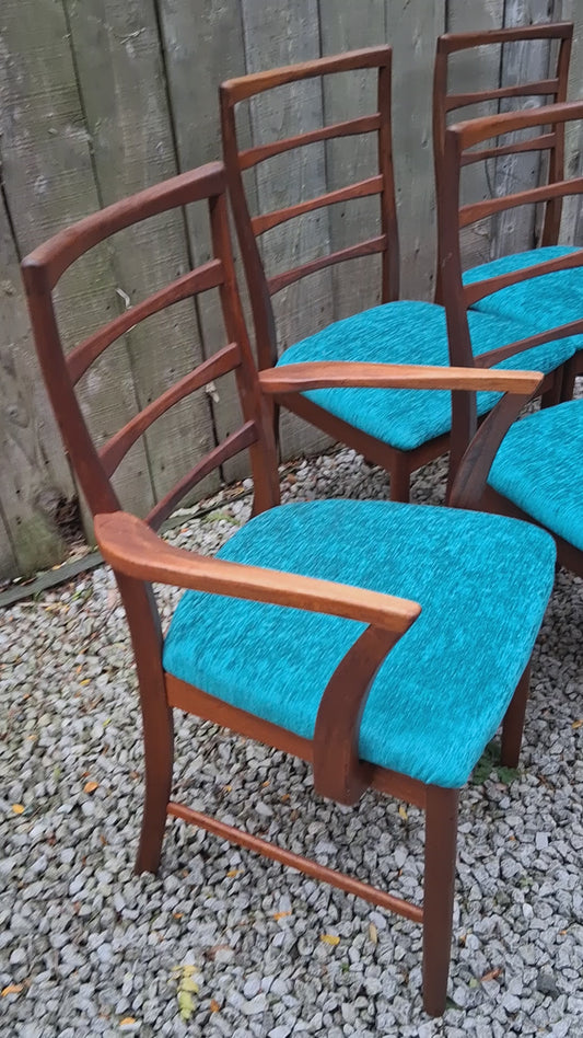 MCM Mcintosh of Kircaldy of 6 chairs including 2 carver chairs
