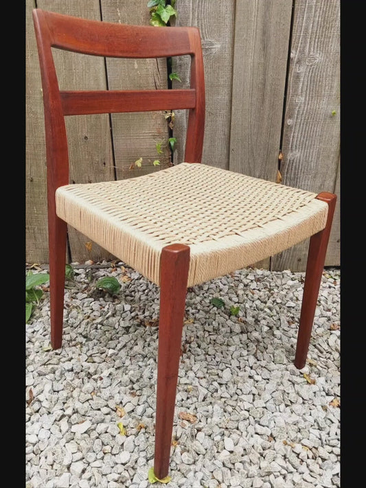 MCM 4 teak dining chairs Nils jonsson Troeds Garmi danish papercord