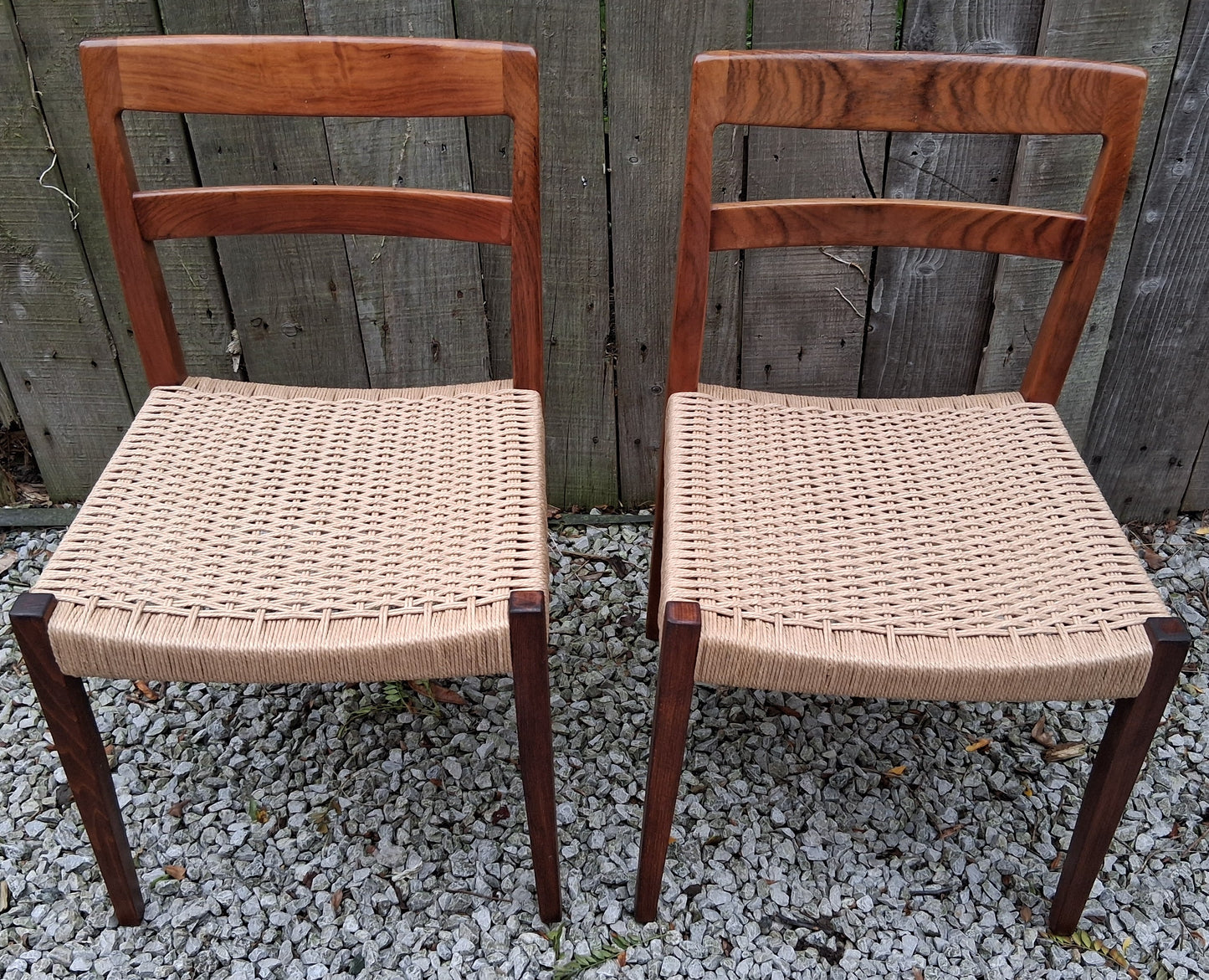 MCM 2 Rosewood dining chairs Nils jonsson Troeds Garmi danish papercord