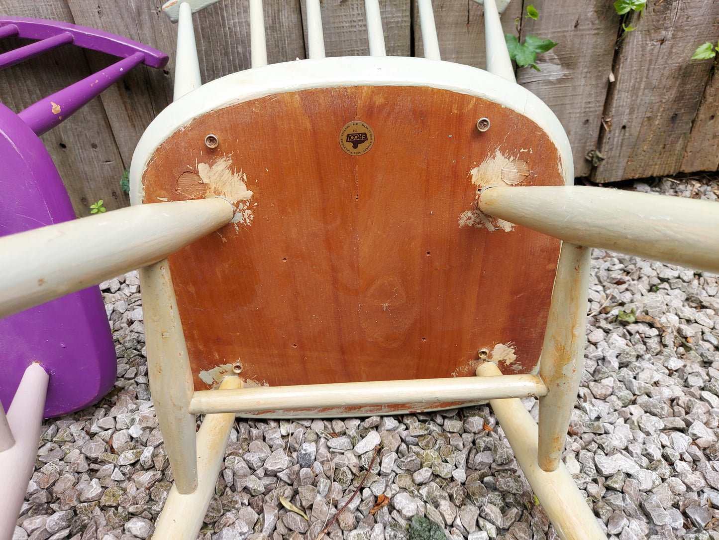 MCM Ercol 737 Dining Chairs set of 4 painted 2 with gold label