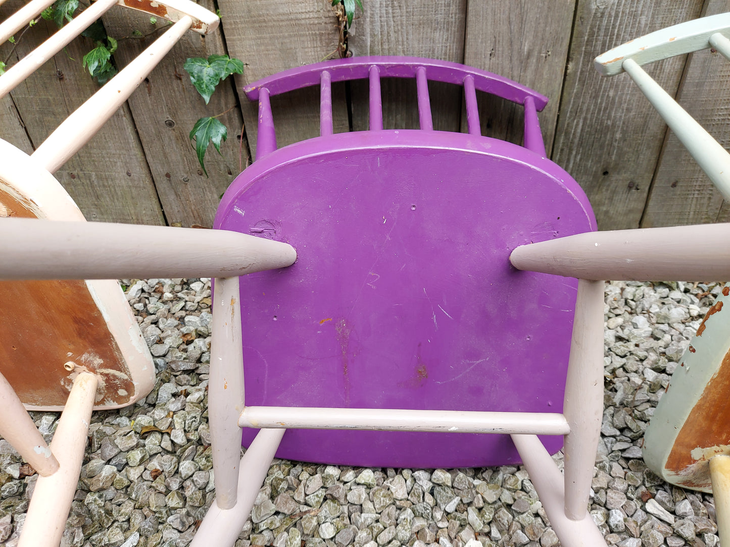 MCM Ercol 737 Dining Chairs set of 4 painted 2 with gold label