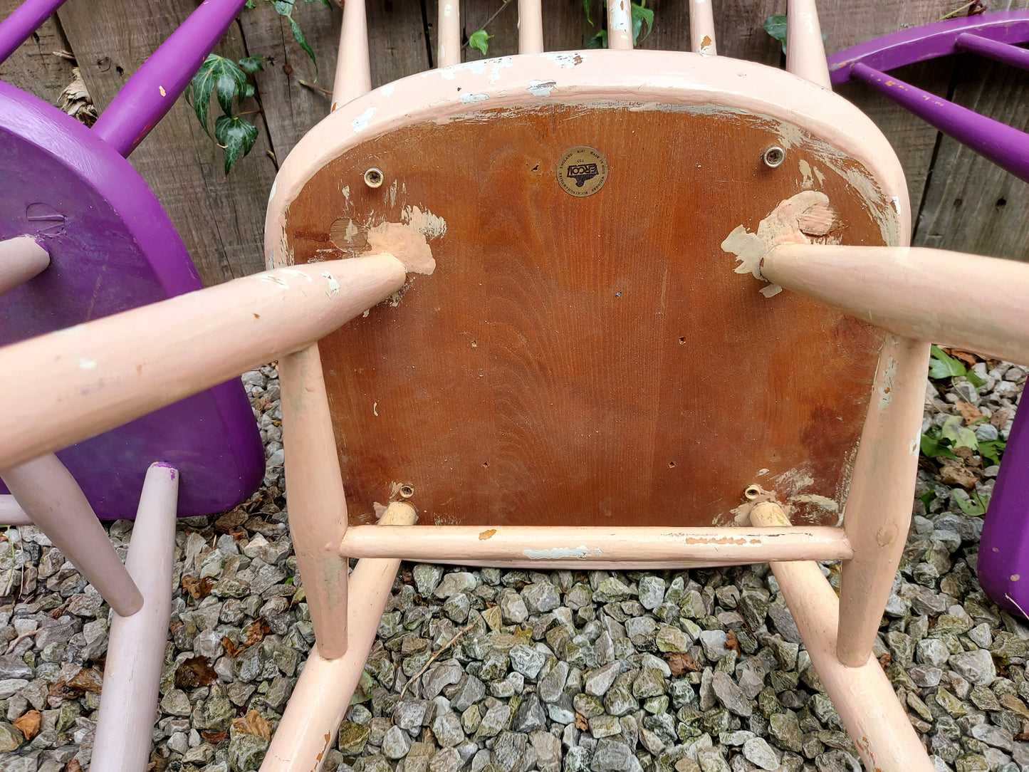 MCM Ercol 737 Dining Chairs set of 4 painted 2 with gold label