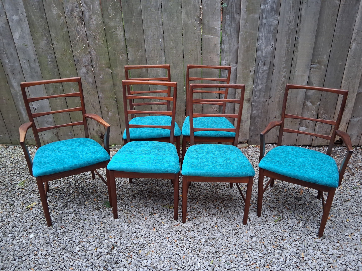 MCM Mcintosh of Kircaldy of 6 chairs including 2 carver chairs