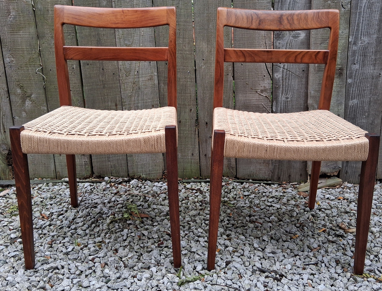 MCM 2 Rosewood dining chairs Nils jonsson Troeds Garmi danish papercord