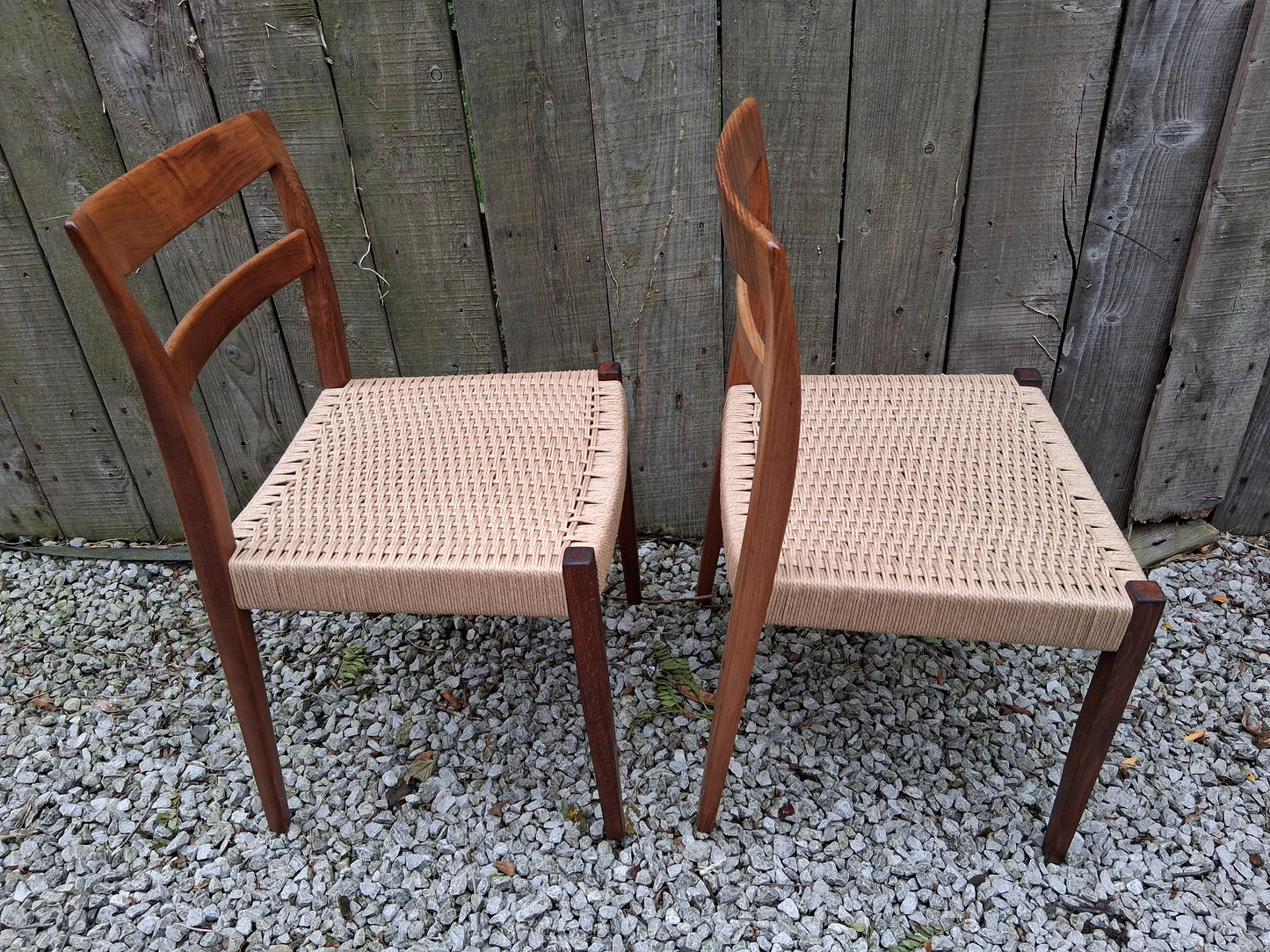 MCM 2 Rosewood dining chairs Nils jonsson Troeds Garmi danish papercord