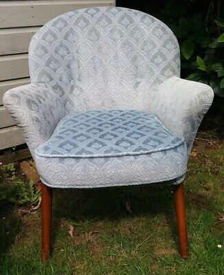 MCM Pair of Toothill cocktail chairs powder blue embossed velvet