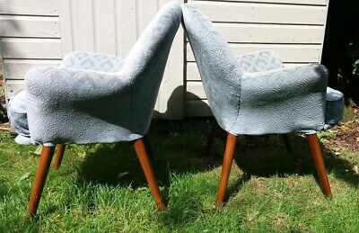 MCM Pair of Toothill cocktail chairs powder blue embossed velvet