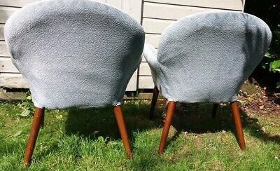 MCM Pair of Toothill cocktail chairs powder blue embossed velvet