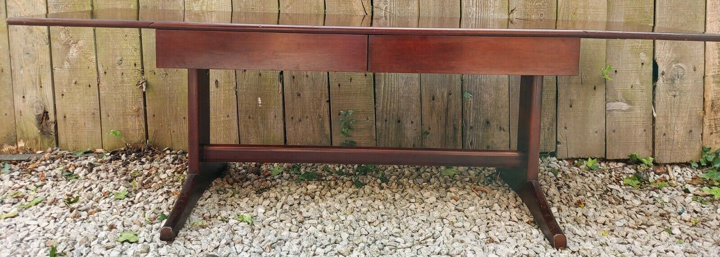 Mid Century Modern AH Mcintosh Drop Leaf Coffee Table With Drawers