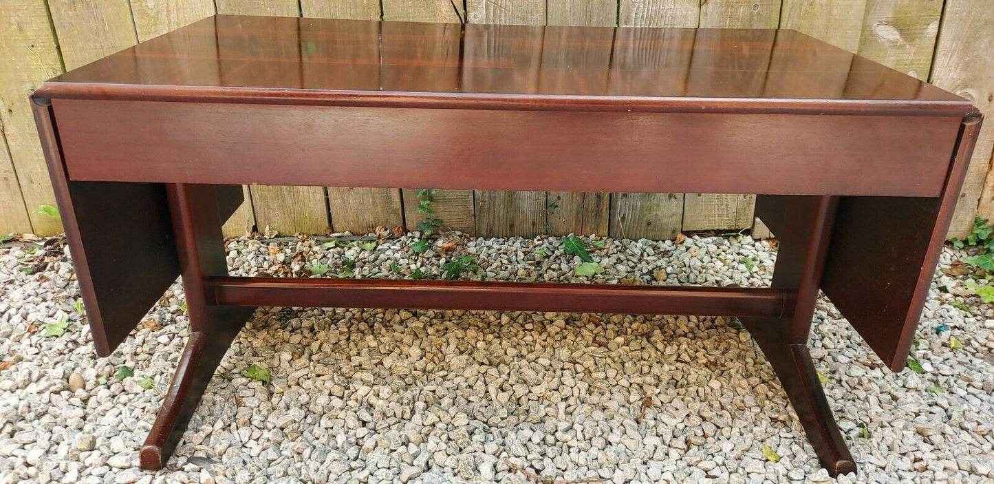 Mid Century Modern AH Mcintosh Drop Leaf Coffee Table With Drawers