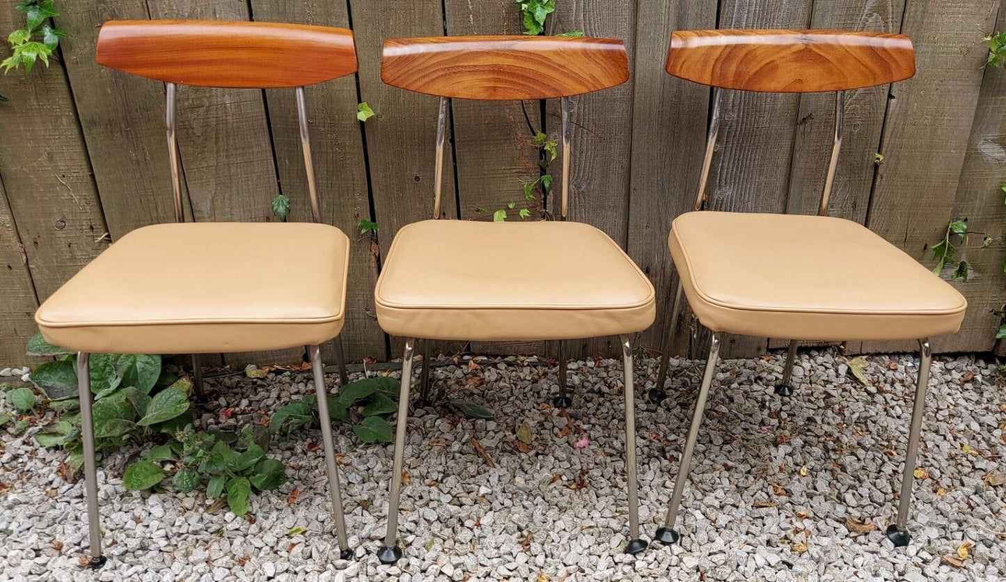 Mid Century Modern 2 'S' Range Chairs John Sylvia Reid Beige Vinyl