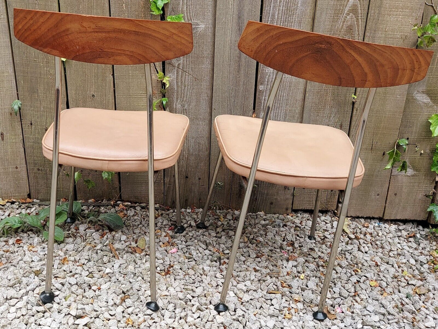 Mid Century Modern 2 'S' Range Chairs John Sylvia Reid Beige Vinyl