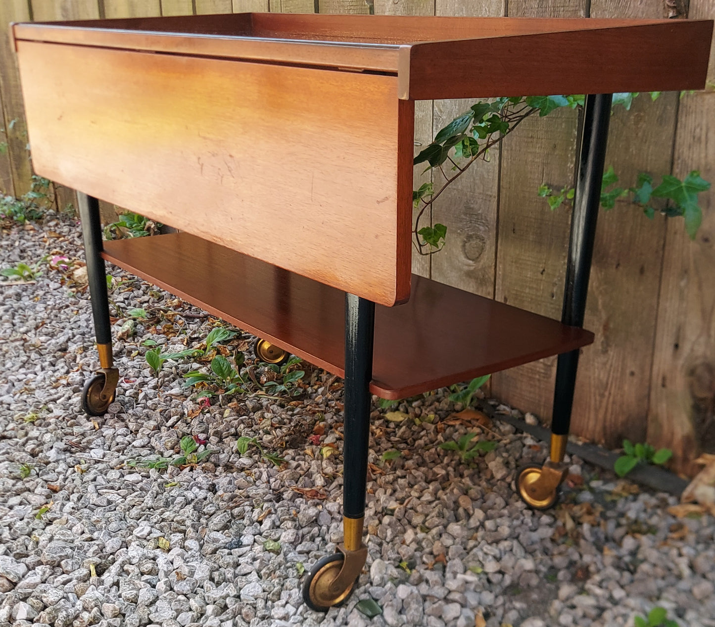 MCM Long Drop leaf Drinks Trolley Teak Formica