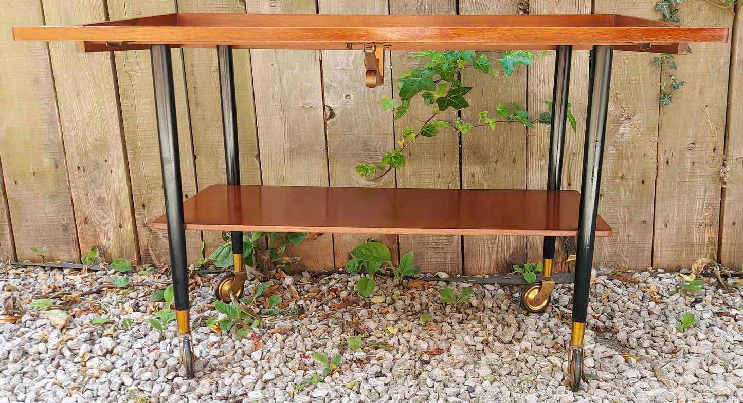 MCM Long Drop leaf Drinks Trolley Teak Formica