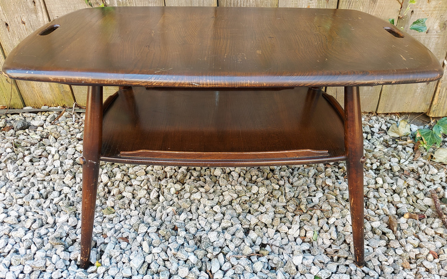 Mid century modern ercol butler tray traditional finish blue label