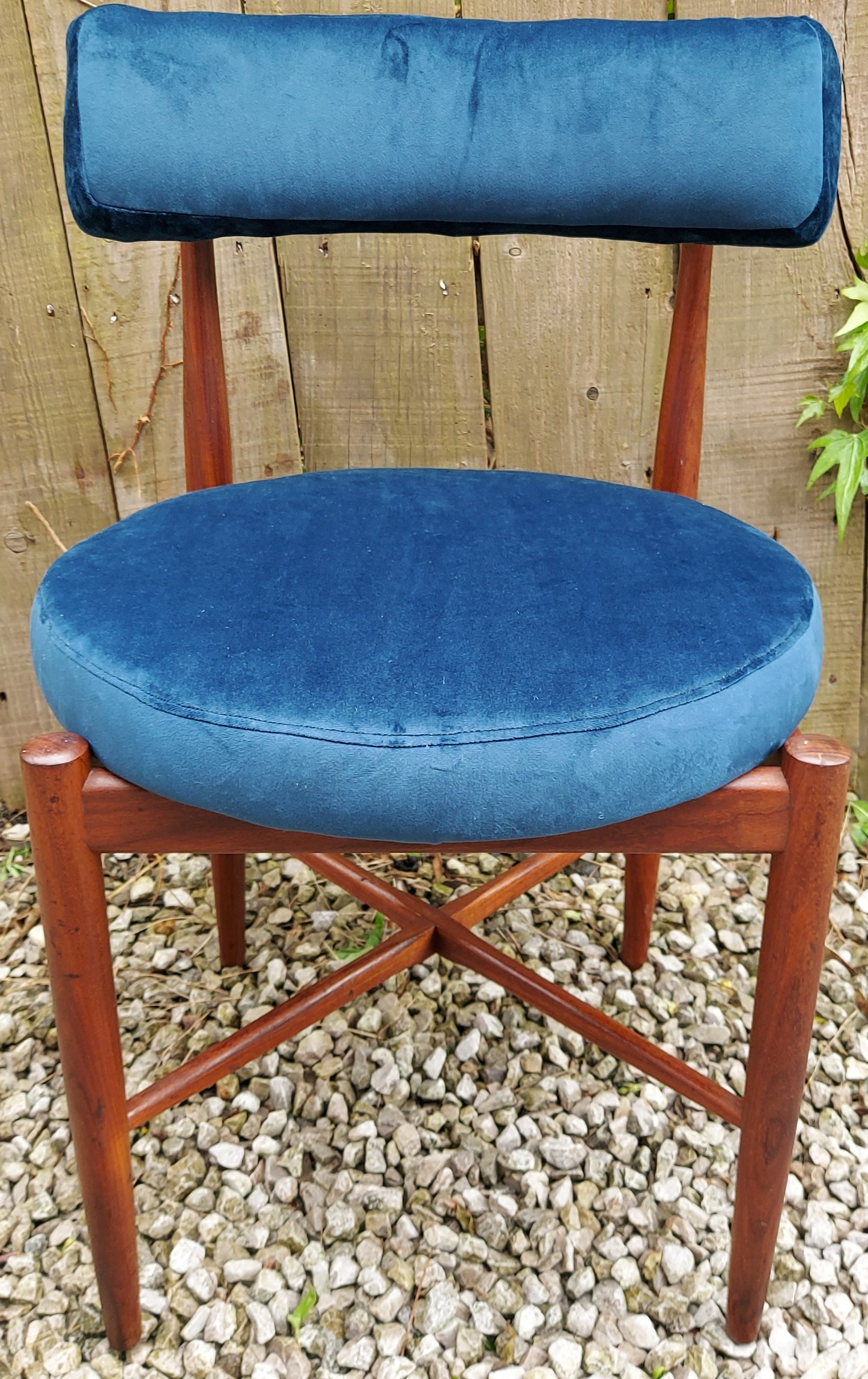 MCM 4 G Plan Fresco Dining Chairs dark blue velvet